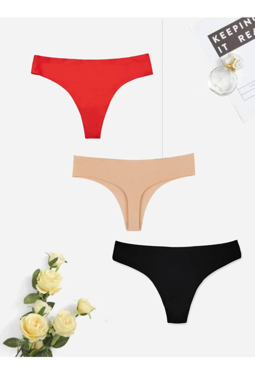 Pamuklu Lazer Kesim 3'Lü Paket Tanga