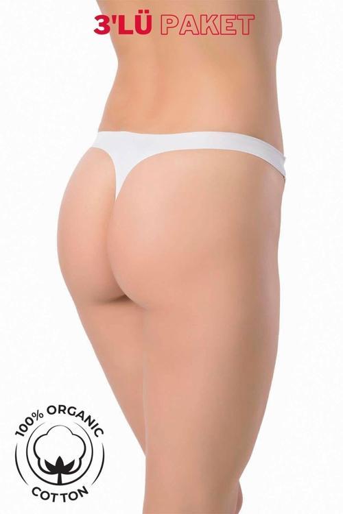 Pamuklu Lazer Kesim 3'Lü Paket Tanga