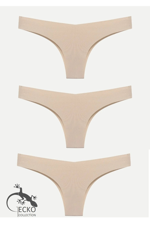 Gecko Lazer Kesim Brazilian Tanga Kadın Külot 3 Lü
