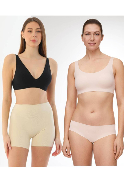 Gecko Kombin Kadın Lazer Kesim Kısa Tayt Ve Slip