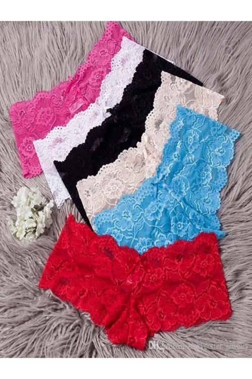 Dantelli Şort Boxer Kadın Külot 6'Lı