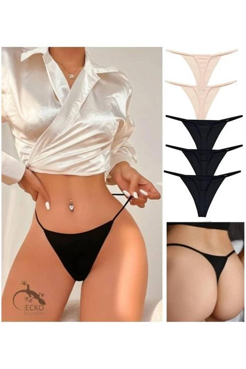 Gecko Kadın String Tanga Ipli Ip Lastikli Tanga 5 Adet