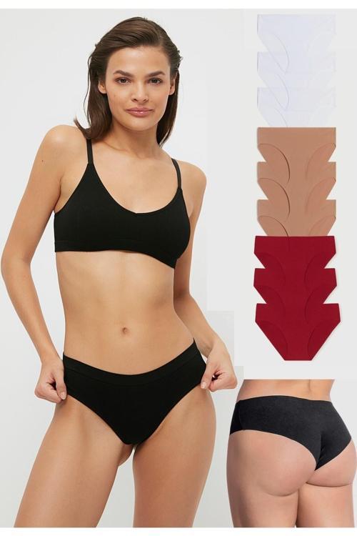 Lazer Kesim Dikişsiz Esnek Iz Yapmayan Kadın Külot 9 Adet