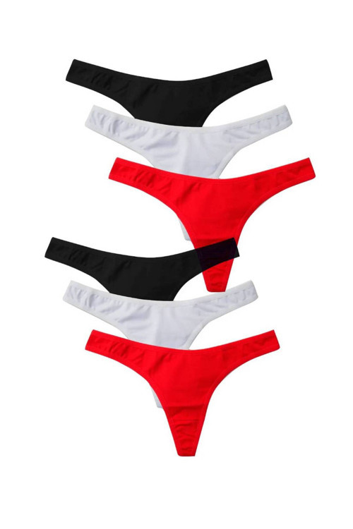 Kadın Siyah Pamuklu Klasik String, Tanga ( 6 Lı Set )