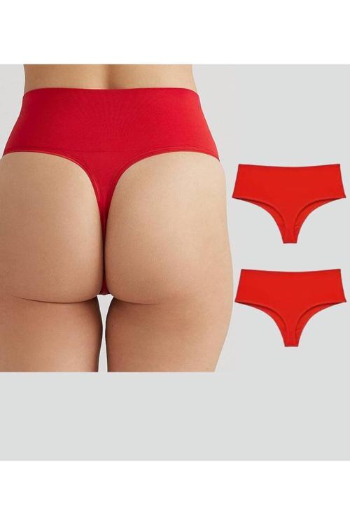 Gecko Yüksek Bel String Tanga Lazer Kesim Toparlayıcı 2 Adet