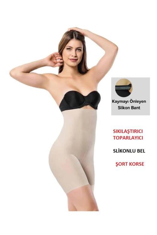 Gecko Form Kadın Şort Korse 2 Beden İncelten Sıkılaştırıcı Lazer Kesim  Extra Yüksekbel Slikonlu
