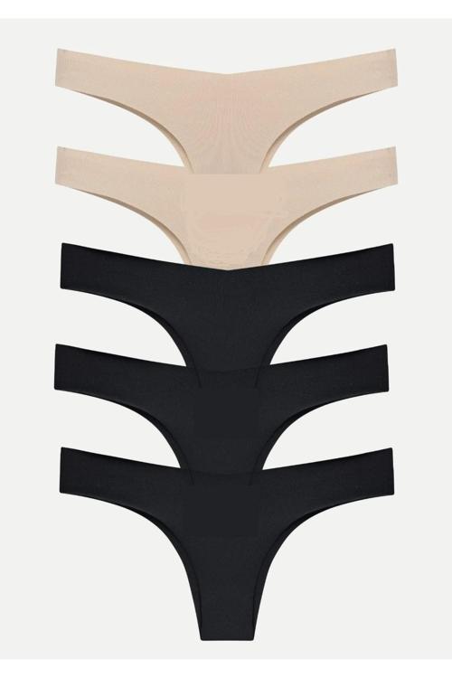 Gecko 5'Li Lazer Kesim Brazilian Tanga Kadın Külot