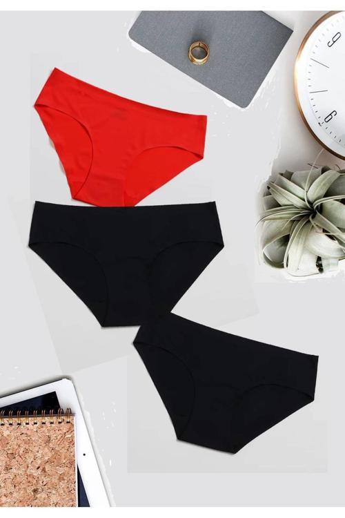 Gecko Kadın Bikini Lazer Kesim Iz Yapmaz Yumuşak.Mikro,İç Giyim Külot 3 Adet