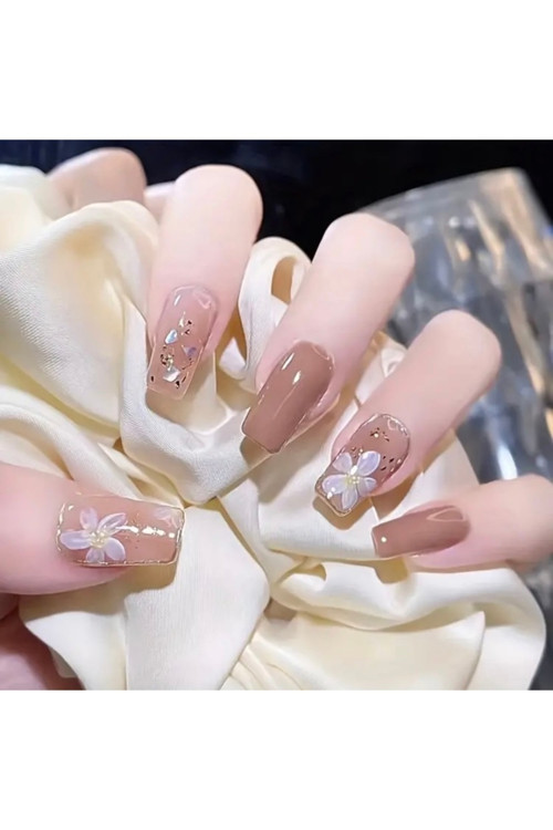 Vanilla Avenue Pembe Çiçek Desenli Kendinden Yapışkanlı Takma Tırnak 24 Adet