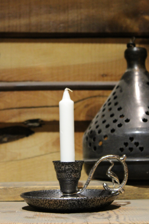 Metal Nostalji Mumluk & El Şamdanı Kendinden Iğneli Mum Hediyeli Gümüş Turna2623-5