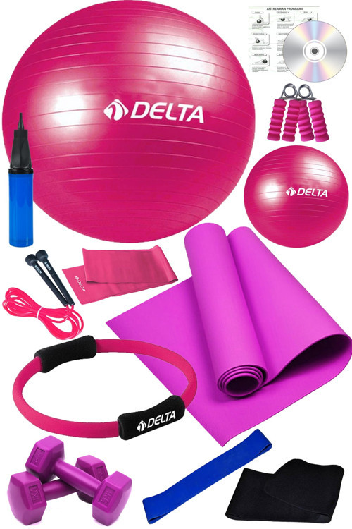 13 Lü Pilates Topu Seti Plates Minderi 1 Kg Dambıl Aerobik Latex Band Pilates Çemberi Set