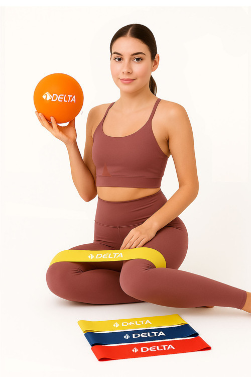 Evde Pilates Ve Fitness İçin 3’Lü Loop Bant Ve 20 Cm Denge Pilates Topu Seti
