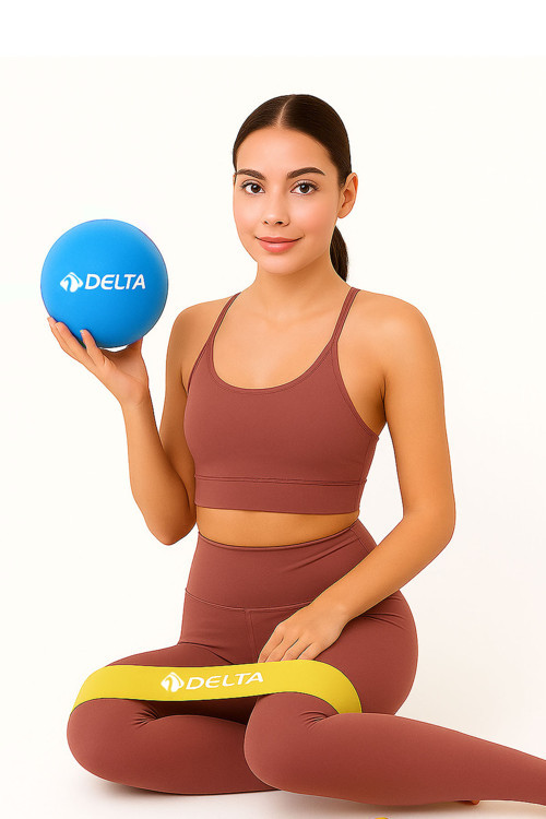 20 Cm Mini Denge Topu Ve Aerobik Loop Band Pilates Seti Squat Yoga Ekipmanı Mavi-Sarı