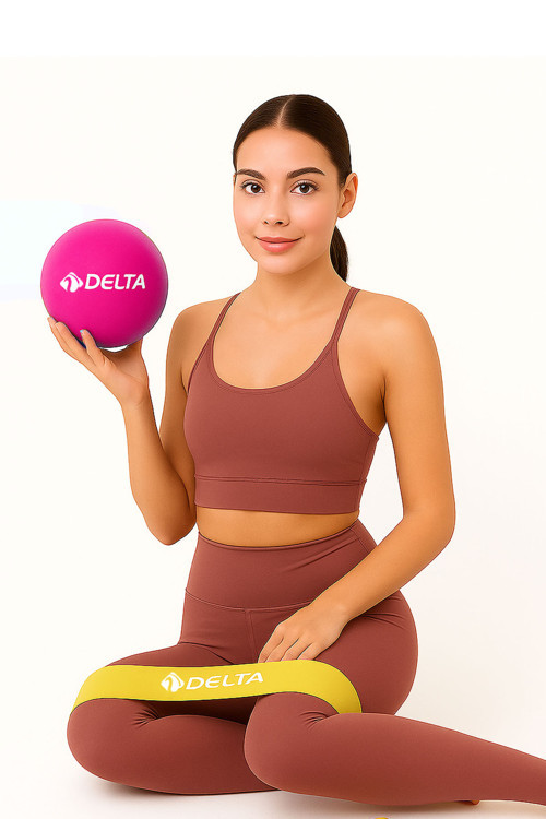 20 Cm Mini Denge Topu Ve Aerobik Loop Band Pilates Seti Squat Yoga Ekipmanı Pembe-Sarı