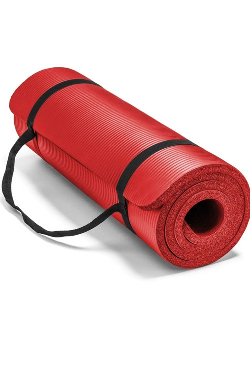1 Cm Pilates Minderi Taşıma Askılı Plates Yoga Matı Minderi Seti 10 Mm Egersiz Mat Kırmızı
