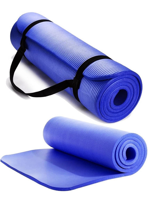 1 Cm Pilates Minderi Taşıma Askılı Plates Yoga Matı Minderi Seti 10 Mm Egersiz Mat Mavi