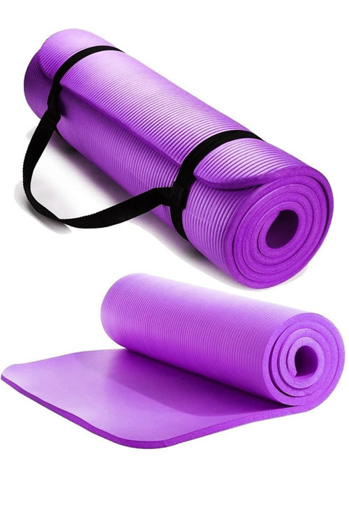 1 Cm Pilates Minderi Taşıma Askılı Plates Yoga Matı Minderi Seti 10 Mm Egersiz Mat Mor