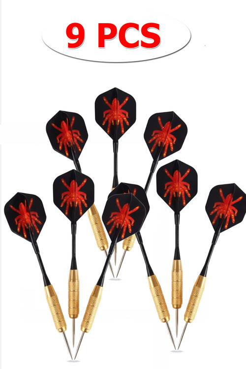 Profesyonel 9'Lu Dart Oku Seti 20 Gram Dart Ok | 9 Adet Gold Gövdeli Çelik Uç Yüksek İsabet