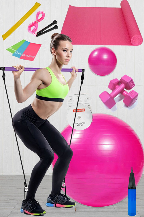 13 Lü Pilates Seti Topu 3Lü Pilates Bandı Lastiği Dambıl Minder Mat Atlama Ipi Pilates Studio Barı