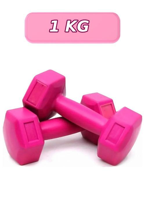 Delux 1 Kg X 2 Adet Köşeli Fuşya Plastik Dambıl Seti Ağırlık Dumbell Setleri