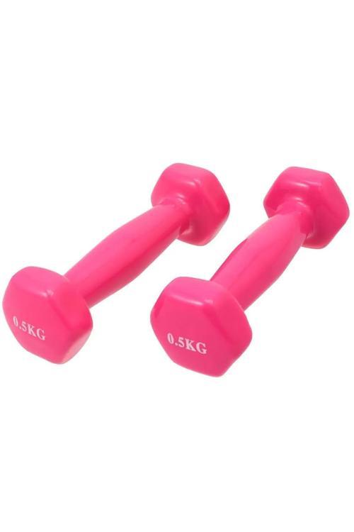 Demir Dambıl 0.5 Kg X 2 Adet Vinyl Kaplı Demir Döküm Dumbell Dambıl Seti 1 Çift Tanesi 0.5 Kg Pembe