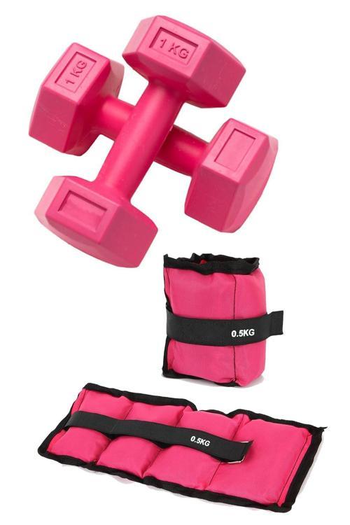 El Ayak Ağırlığı & Dambıl Ağırlık Seti, 0.5Kgx2 Adet El Ayak Bilek Ağırlığı Ve 1Kgx2 Adet Dambıl