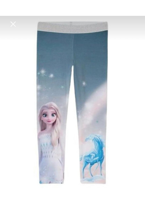 Hei Mavi Elsa Figürlü Bel Detayı Gri Simli Kız Çocuk Tayt 5-6 Yaş