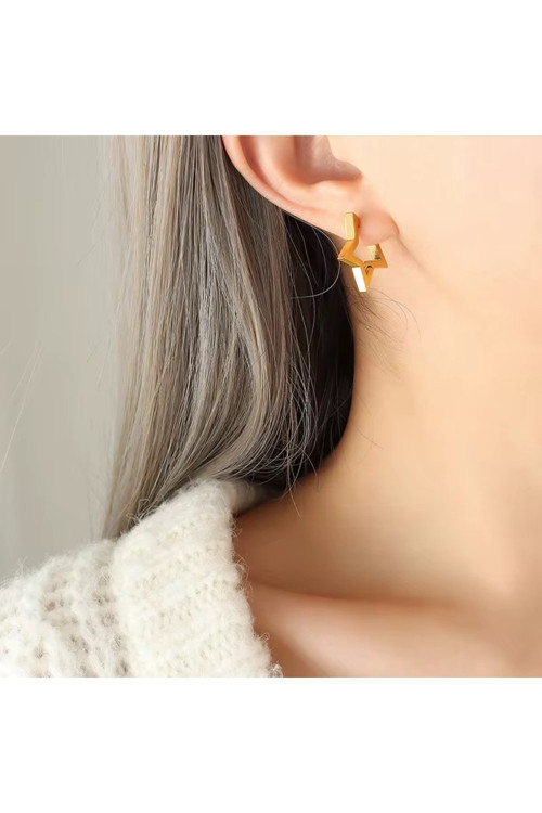 Kararmaz Çelik Gold Renk Minimal Yıldız Küpe-1,3 Cm