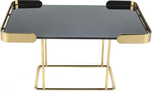 Gold Gri Camlı Dekor Stand 29x18x16cm