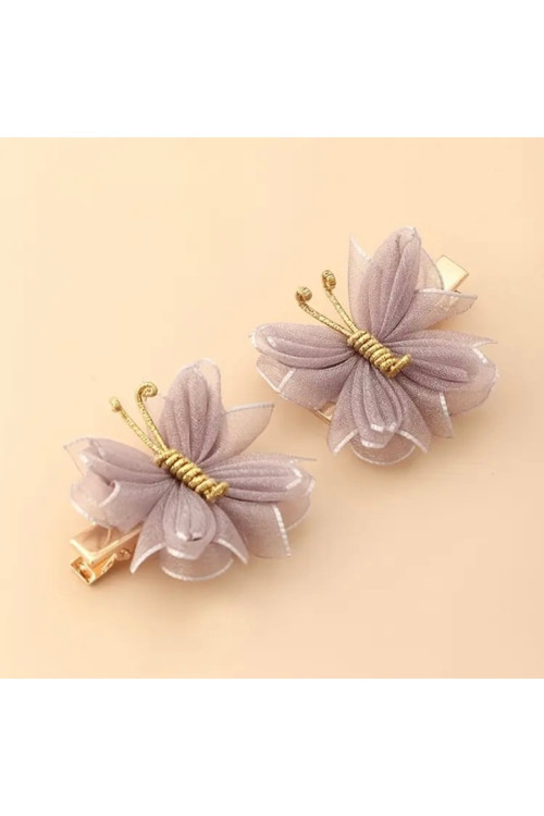 Vanilla Avenue Şirin Lila El Yapımı Kelebek 2'Li Şık Kız Çocuk Saç Tokası