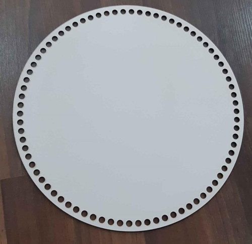 Çanta Aksesuar Ahşap, Beyaz 35 Cm Çapında Plaka