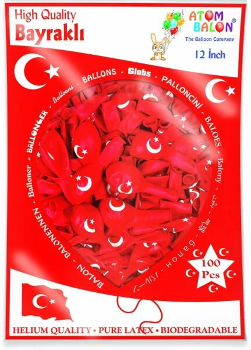 Baskılı 12" 100 Lü (Bayraklı)