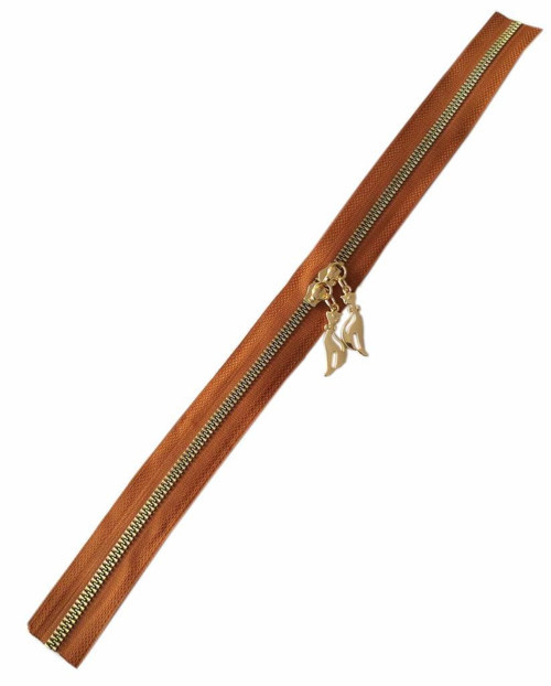 Çanta Aksesuar Çift Başlı Taba Fermuar Light Gold Metal 40 Cm