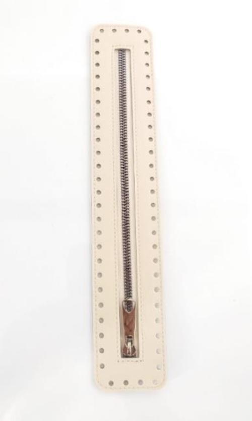 Çanta Aksesuar Derili Fermuar Yeni Model Krem 30 Cm Gümüş