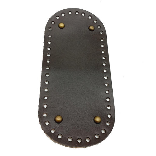 Çanta Aksesuar Gerçek Deri Koyu Kahve 25X12 cm Oval Antik Metalli Çanta Tabanı