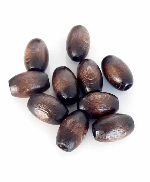 Çanta Aksesuar 17 Mm 10 Adet Koyu Renk Ahşap Oval Boncuk