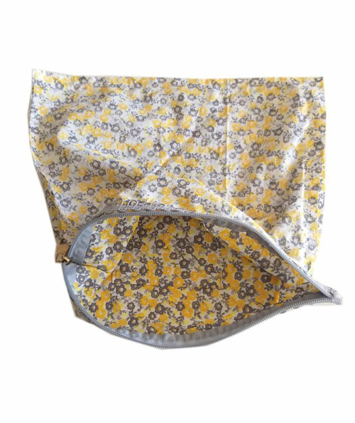 Çanta Aksesuar 28X28 Cm Dikilmiş Fermuarlı Astar Sarı Çiçek Desen