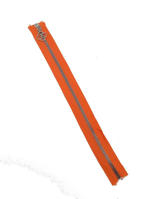 Çanta Aksesuar Başlıklı Fermuar 30 Cm Gümüş Metal Turuncu