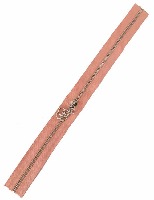 Çanta Aksesuar Başlıklı Fermuar 40 Cm Gümüş Metal Somon