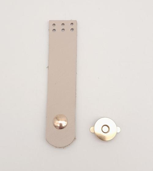 Çanta Aksesuar 11x2.3 cm Bej Gerçek Deri Düz Çanta Kapağı Light Gold Metalli