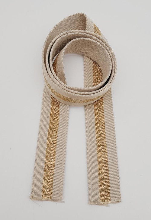 Çanta Aksesuar 4 Cm Bej Renk Simli Polyester Kolon 2 Metre