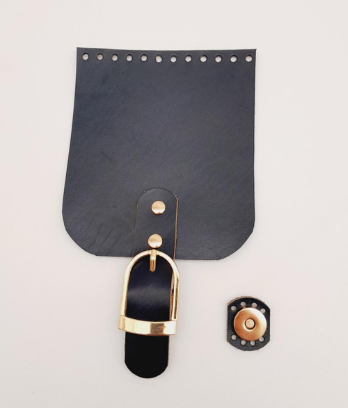 Çanta Aksesuar Gerçek Deri 21x12 cm Lacivert Renk Çanta Kapağı Light Gold Metalli
