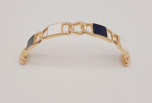 Çanta Aksesuar Siyah Beyaz Kare Desenli Light Gold Çanta Tutma Sapı