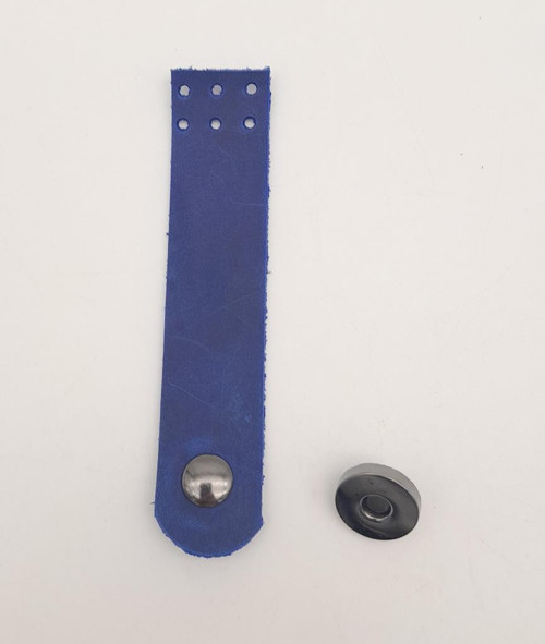Çanta Aksesuar 11x2.3 cm Crazy Oil Saks Mavi Gerçek Deri Düz Çanta Kapağı Füme Metalli