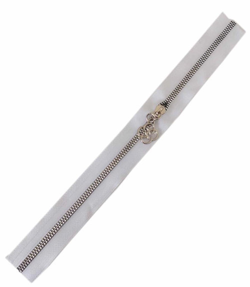 Çanta Aksesuar Başlıklı Fermuar 30 Cm Gümüş Metal Beyaz