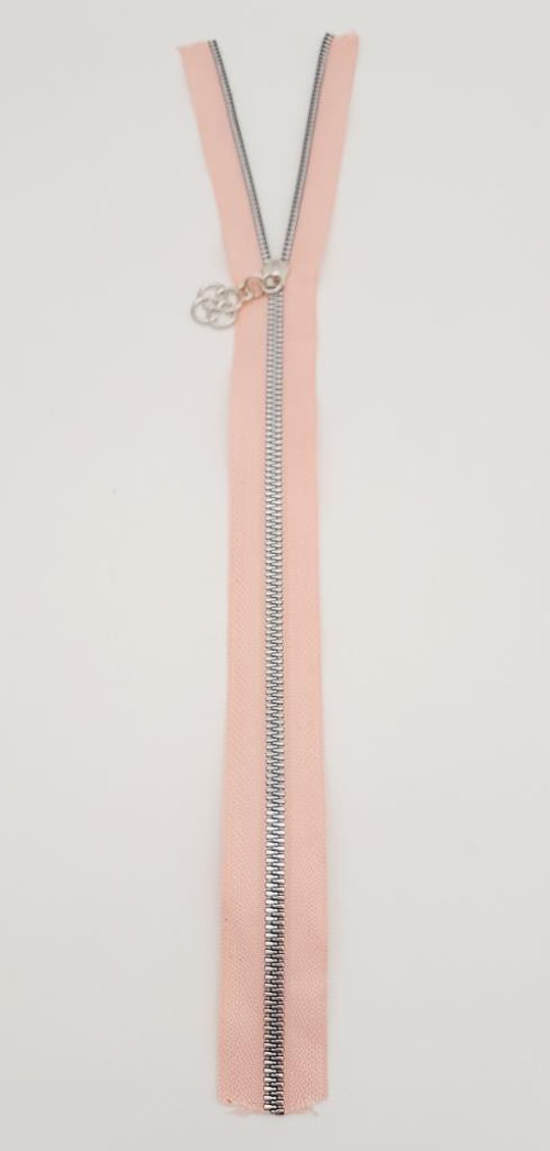 Çanta Aksesuar Başlıklı Fermuar 40 Cm Gümüş Metal Pudra