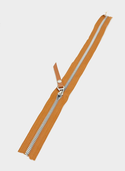 Çanta Aksesuar Gerçek Deri Başlıklı Taba Fermuar 40 Cm Gümüş Metal