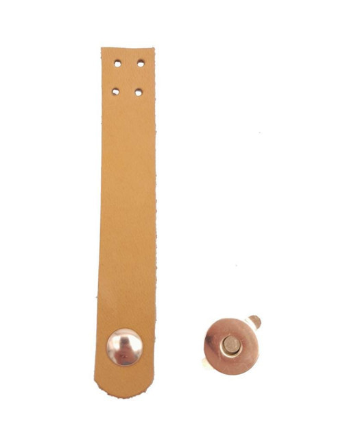 Çanta Aksesuar 11x2 cm Açık Taba Gerçek Deri Düz Çanta Kapağı Light Gold Metalli