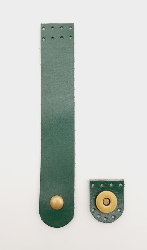 Çanta Aksesuar 18x3 cm Yeşil Gerçek Deri Düz Çanta Kapağı Antik Metalli