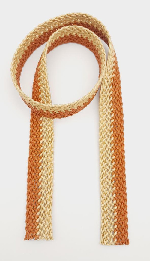 Çanta Aksesuar 3.5 cm Gold Taba Renk Deri Hasır Örgü Kolon 1 Metre